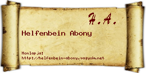 Helfenbein Abony névjegykártya